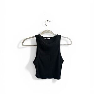 Zara Black Ribbed Cropped Tank